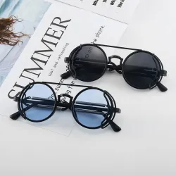 Klassische Gothic-Steampunk-Sonnenbrille – Retro – runder Rahmen