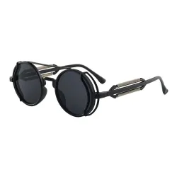 Klassische Gothic-Steampunk-Sonnenbrille – Retro – runder Rahmen
