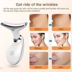 Facial Microcurrent EMS Neck Face Lifting Massager Neck Face Beauty Skin Tighten Device LED Photon Therapy Anti Wrinkle Remov...