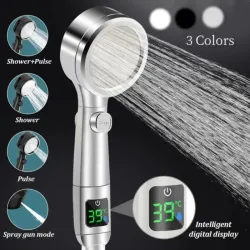 Smart 4Mode Instelbare Led Digitale Temperatuur Display Douchekop Hoge Druk Handheld Badkamer Waterbesparende Douchekop