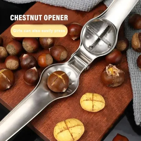 2 in 1 Edelstahl Schnellöffner für Kastanien - Walnüsse - Nussknacker