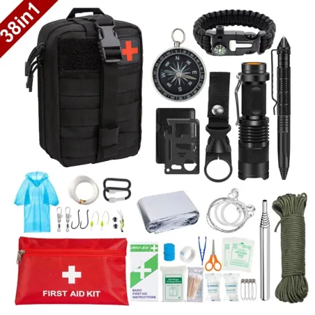 38-in-1-Überlebens-Erste-Hilfe-Set – komplettes Militärset – Notfallset für Outdoor-Ausrüstung