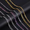 HONGTONG Fashion Figaro Cuban Link Chain Stainless Steel Necklace 45cm/50cm/55cm/60cm 3MM-9MM Gold Color Jewelry Gift Women Men