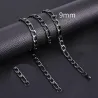 Fashion Figaro Cuban Link Chain Stainless Steel Necklace 45cm/50cm/55cm/60cm 3MM-9MM Gold Color Jewelry Gift Women MenHome