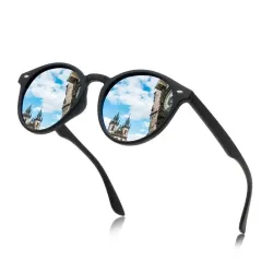 Runde Vintage-Sonnenbrille mit polarisierenden Gläsern für Damen und Herren – UV400-Designerbrille zum Autofahren und Reisen