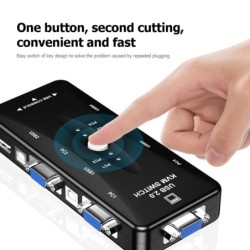USB HDMI-compatible KVM Switch with Sufficient Durability and Ruggedness 4 in 1 Out VGA Splitter Box for Keyboard Mice Monitor