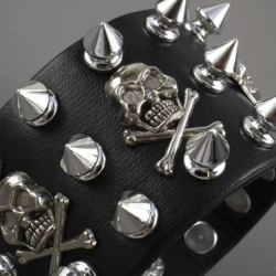 Non-Conformist Leather Bracelet Street Dance Performance Ghost Head Couple's Holiday Gift Wristband Punk Style JewelryBracelets