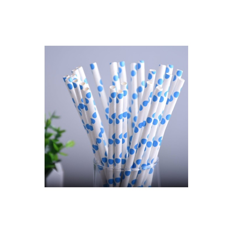 Colorful big polka dots - paper drinking straws 25 piecesBar supply