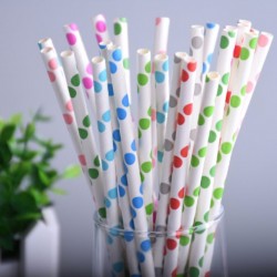 Colorful big polka dots - paper drinking straws 25 piecesBar supply