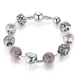 Luxusarmband mit Kristallperlen - 925 Sterling Silber