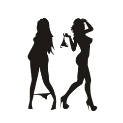 Sexy woman in underwear sticker black / silverStickers