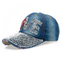 Vintage - Jeans Baseball cap with rhinestones - hat - cottonHats & Caps