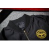 Black bomber jacket with embroidered golden wingsJackets