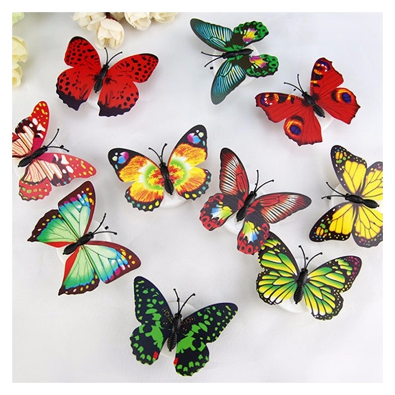 Bunte künstliche Schmetterling LED Nachtlicht Lampe Wandaufkleber