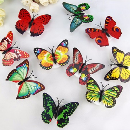 Bunte künstliche Schmetterling LED Nachtlicht Lampe Wandaufkleber