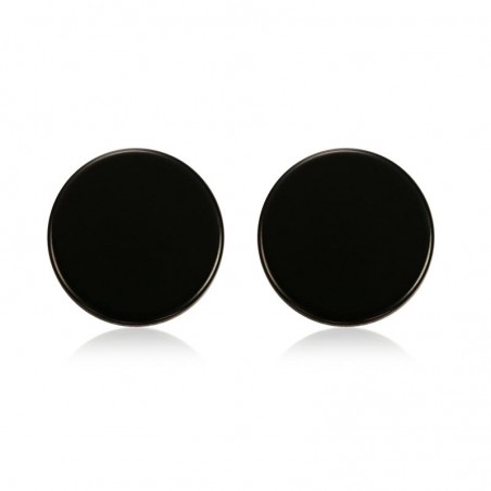 Round Black & Silver Stud EarringsEarrings