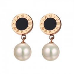 Simulated Pearl Roman Numerals EarringsEarrings