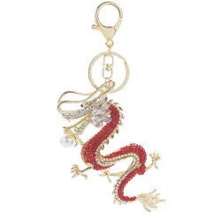 Kristall und Gold Drachen Schlüsselring