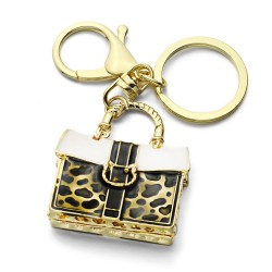 Crystal leopard handbag - keychainKeyrings