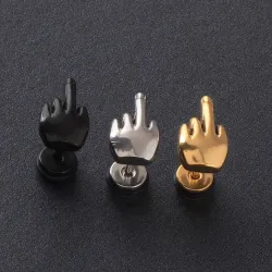 Mittelfinger Ohrring - Edelstahl