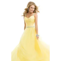 Langes Chiffon elegantes gelbes Kleid