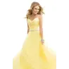 Langes Chiffon elegantes gelbes Kleid