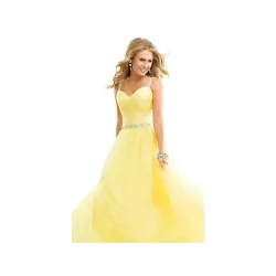 Langes Chiffon elegantes gelbes Kleid