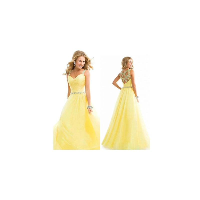 Long chiffon elegant yellow dressDresses