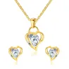 Herz & Kristall Halskette & Ohrringe - Schmuckset