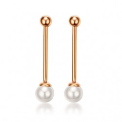 Pearl & Rose Gold Long Earrings