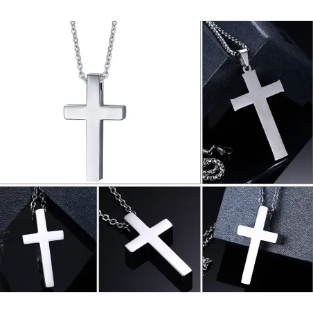 Classic blank cross pendant with stainless steel necklaceNecklaces