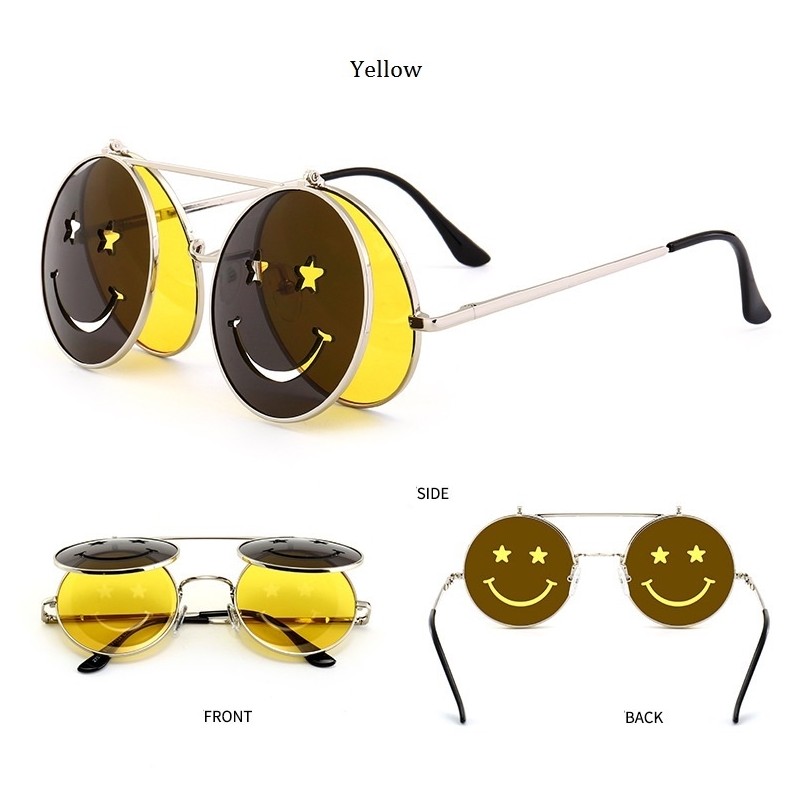 Steampunk Vintage Round Double Lens Sunglasses UnisexSunglasses