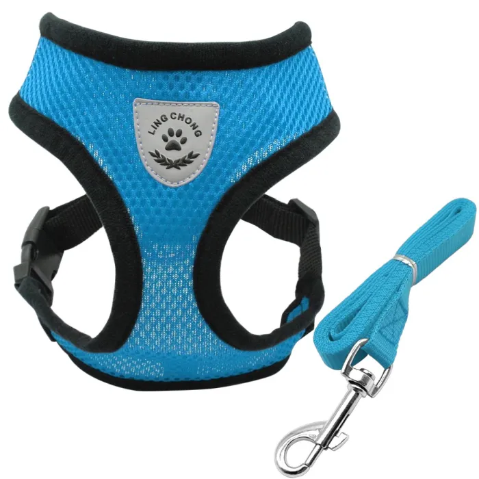 Welpen & Hund atmungsaktives Nylon-Netz Geschirr & Leinen Set