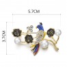 Parrot - flower & pearl crystal broochBrooches