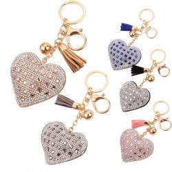 Rhinestone heart & tassel - keychain - keyringKeyrings