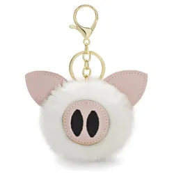 Fur pompom - piggy - Schlüsselanhänger