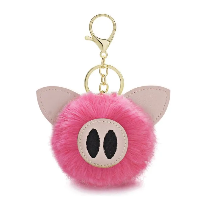 Fur pompom - piggy - keyringKeyrings