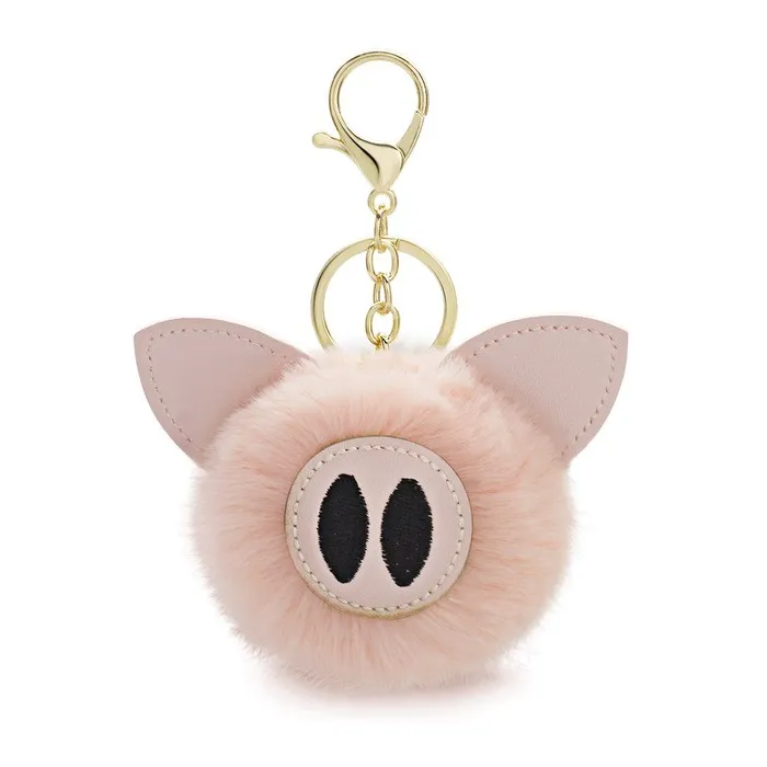 Fur pompom - piggy - keyringKeyrings