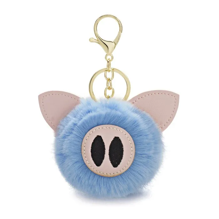 Fur pompom - piggy - keyringKeyrings