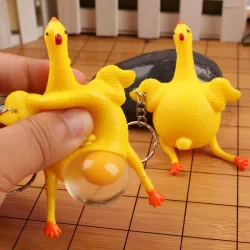 Grüner Dinosaurier - Bohnen - Huhn - lustige Schlüsselanhänger
