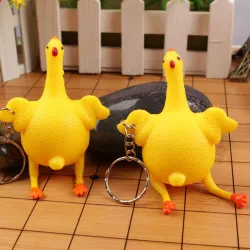 Grüner Dinosaurier - Bohnen - Huhn - lustige Schlüsselanhänger