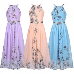 Chiffon Blumenmuster Maxi Kleid