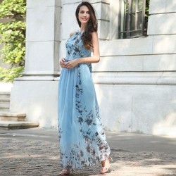 Chiffon Blumenmuster Maxi Kleid