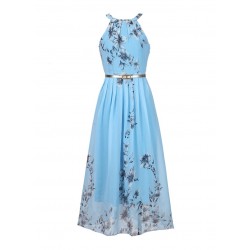 Chiffon Blumenmuster Maxi Kleid