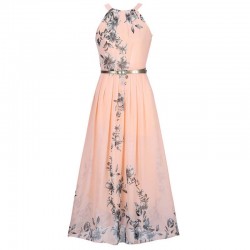 Chiffon Blumenmuster Maxi Kleid