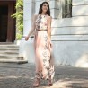 Chiffon Blumenmuster Maxi Kleid