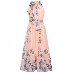 Chiffon Blumenmuster Maxi Kleid