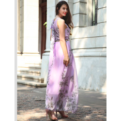 Chiffon Blumenmuster Maxi Kleid