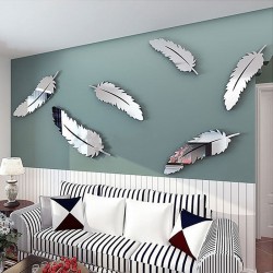 3D Federn Spiegel Wand Aufkleber Tapete
