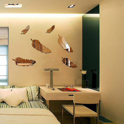 3D feathers mirror wall stickers wallpaperWall stickers